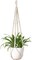 Macramé Plant Hanger – 35" Ivory Indoor/Outdoor Hanging Planter Holder with Wood Beads, No-Tassel Design – Boho Decorative Flower Pot Holder for Home Décor (Pot Not Included)